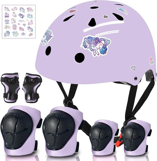 Adjustable Gradient Color Kids/Toddler Bike Helmet for 1-2-3-5-8-14 Years Boys Girls,Skateboard Helmet with Knee and Elbow Pads Wrist Guard Roller Skates,Cycling,Skating Scooter Longboard