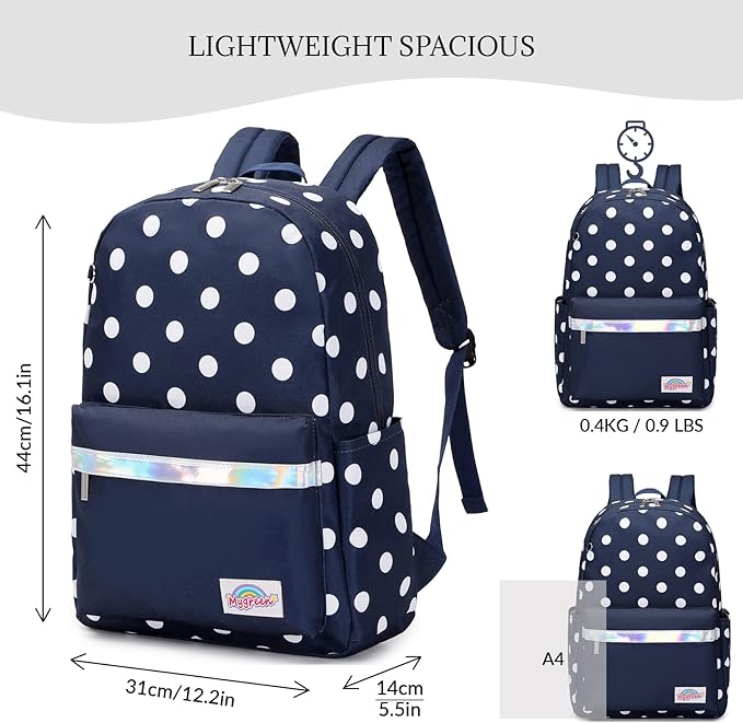mygreen Kids Backpack, Kawaii Girls Backpack for School