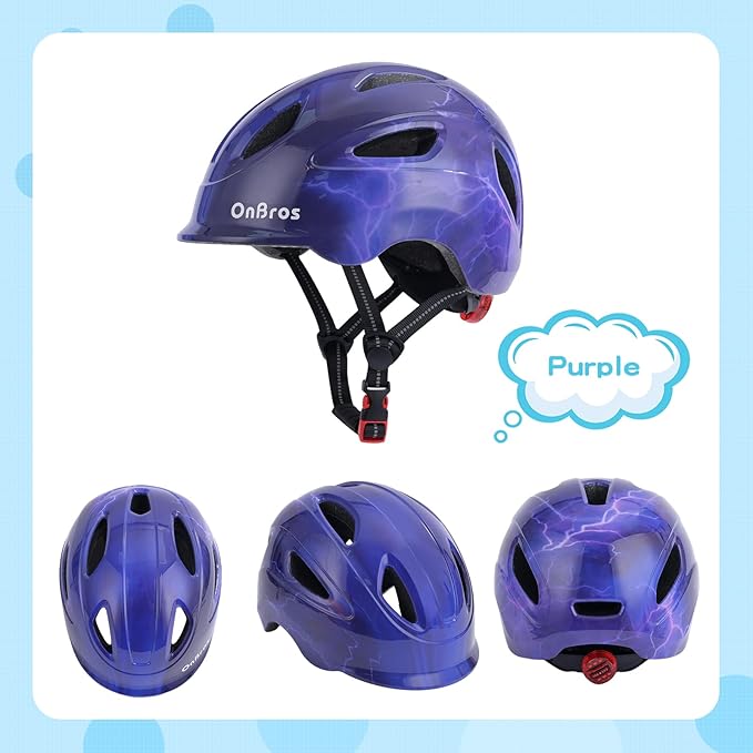 Kids Bike Helmet, OnBros Kid Bicycle Helmet for Girls and Boys with Light Lightweight Kids Helmets Certified Toddler Helmets for Kids 3-5-8-10 Age (46-50-55 cm)