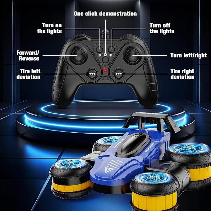 High Speed Drift Remote Control Stunt Deformation Car, Birthday Gifts, for Boys and Girls 3-16 Years Old (Bright Blue)