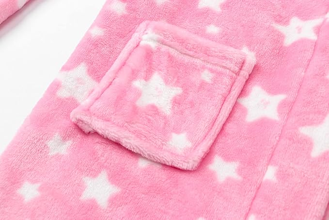 Girls Fleece Hooded Robes, Kids Soft Premium Fuzzy Bathrobe for Gifts, 2-12 Years