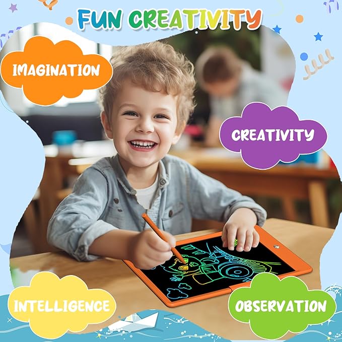 YTTUR LCD Writing Tablet for Kids 10 Inch Reusable Drawing Pad Colorful Toddler Writing Board Electronic Drawing Tablet Educational and Learning Toys for Boys Girls