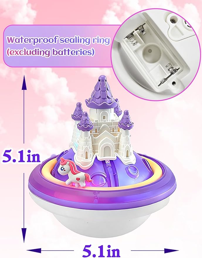 Light up Baby Bath Toys Birthday Gifts- LED Color-Changing Lights & Automatic Water Spray, Fun Bathtub Water Toys for Kids Ages 1-3 Toddlers, Purple