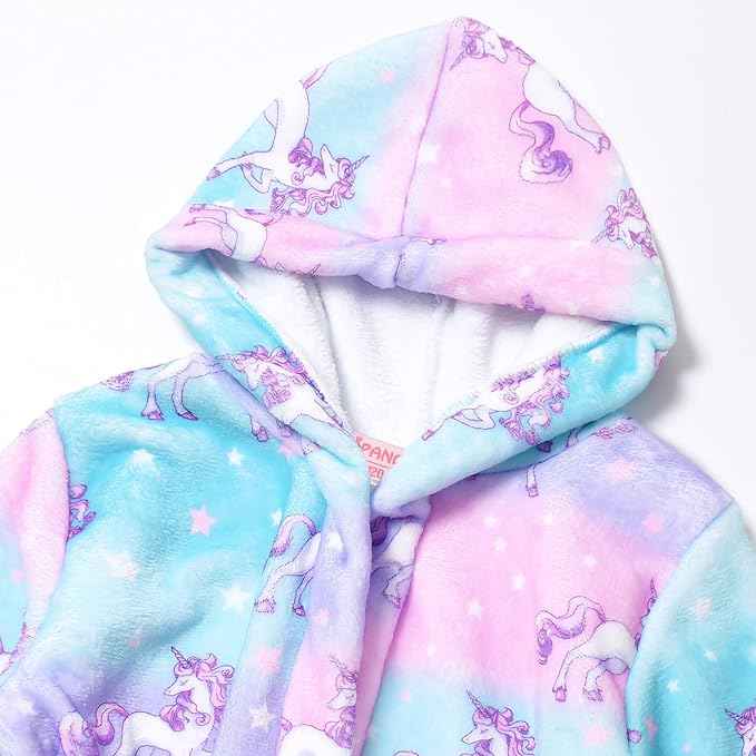 QPANCY Girls Robe Kids Bathrobes Soft Plush Fleece Pajamas Sleepwear