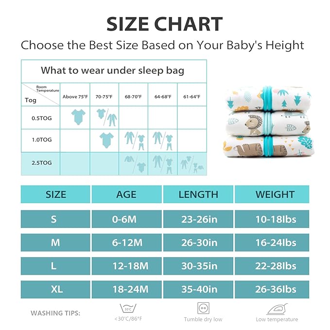 Mosebears Sleep Sack Baby Winter Wearable Blanket with 2-Way Zipper,2.5 TOG Cotton Sleep Sack Unisex (Animal World, 18-24 Months)