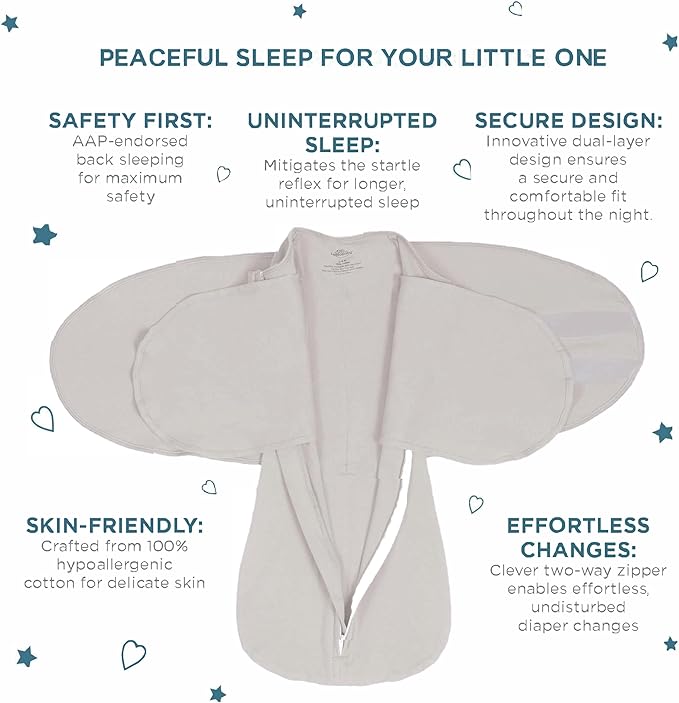 LullaBaby "Double Dream Swaddle: Exclusive Dual Wing Design, Pediatrician-Endorsed, Ultra-Soft Cotton, 2-4 Months, 12-20 lbs - Primrose Pink