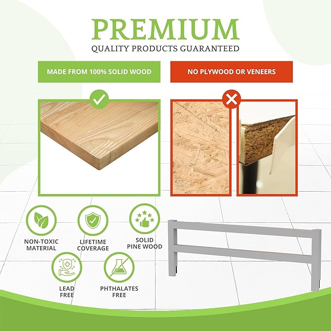 Safety Guard Rail for Baby, Kids, and Children - Solid Wood Safety Bed Rail for Toddlers - Easy Installation - Premium Protection for Bunk, Twin, Full, Queen and King Size Beds - (Grey - Delta 026)