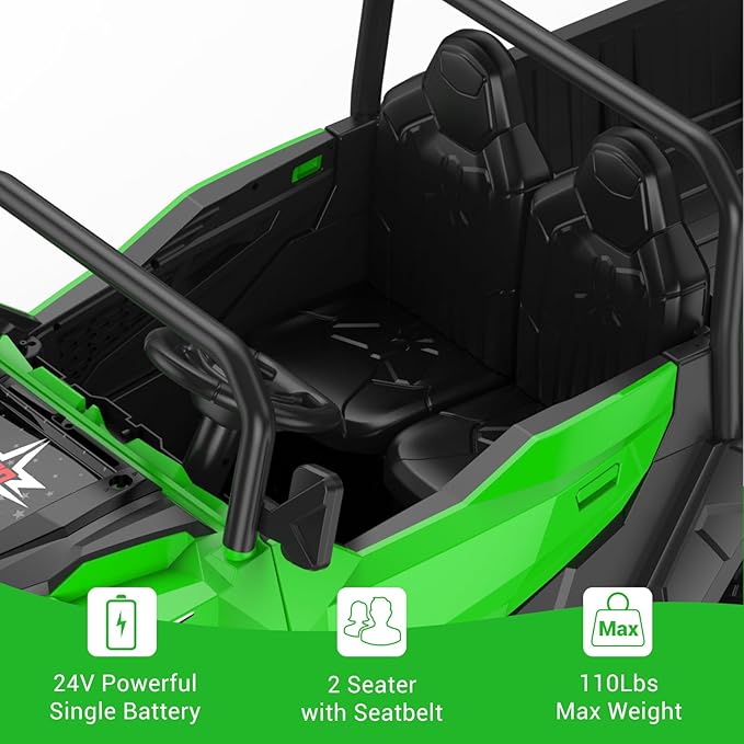 24V 2 Seater Ride on Dump Truck with Remote Control for Big Kids, 4WD 6 Wheels Ride on Car w/Music Player & LED Lights, Ride Toy Gift for Kid