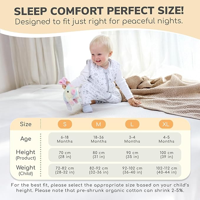 Mama Cheetah Toddler Sleep Sack with Feet 3T-4T, 0.5 TOG Organic Cotton Baby Wearable Blankets with Legs, Baby Sleeping Bag for Walkers, Early Walker Large