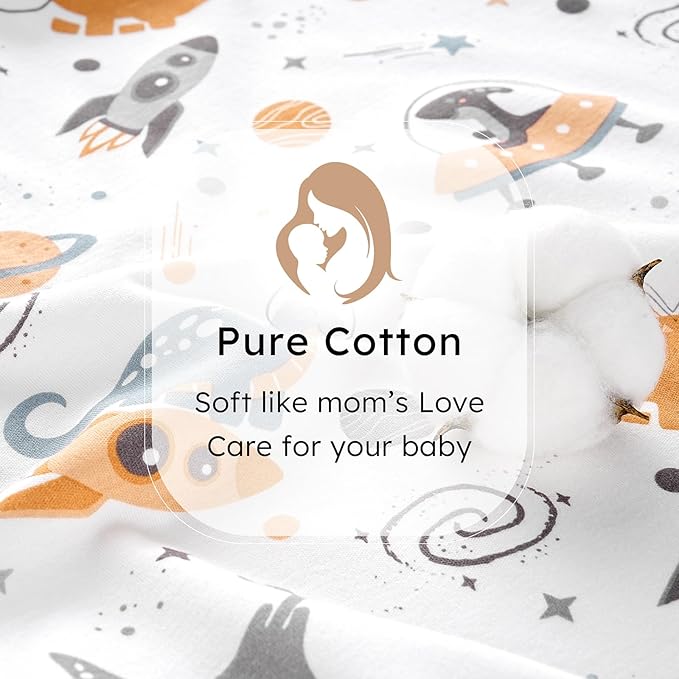 Baby Sleep Sack 6-12 months, 100% Cotton Sleeping Sack for Newborn and Infant, 3 Pack Baby Wearable Blanket for Boy and Girl, 0.5 Tog Lightweight Double Zipper Sleep Bag Coffee Dinosaur Planet