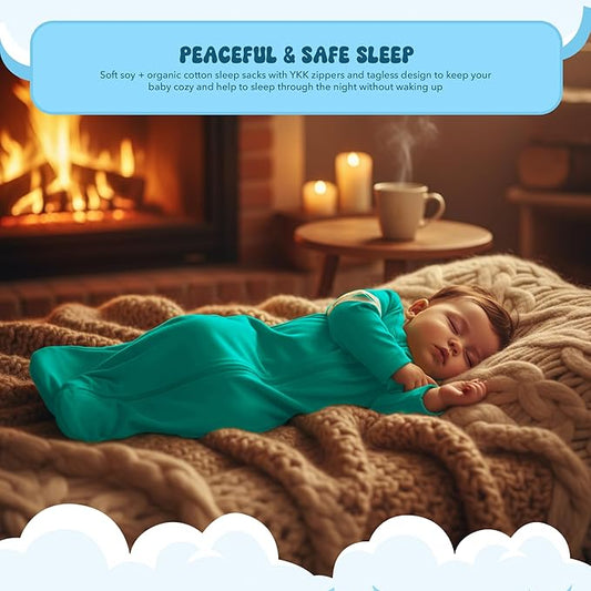 Babysoy Long Sleeve Wearable Blanket Sleep Sack, Infant to Toddler Sleeping Bag, Choose from size 0-24 Months