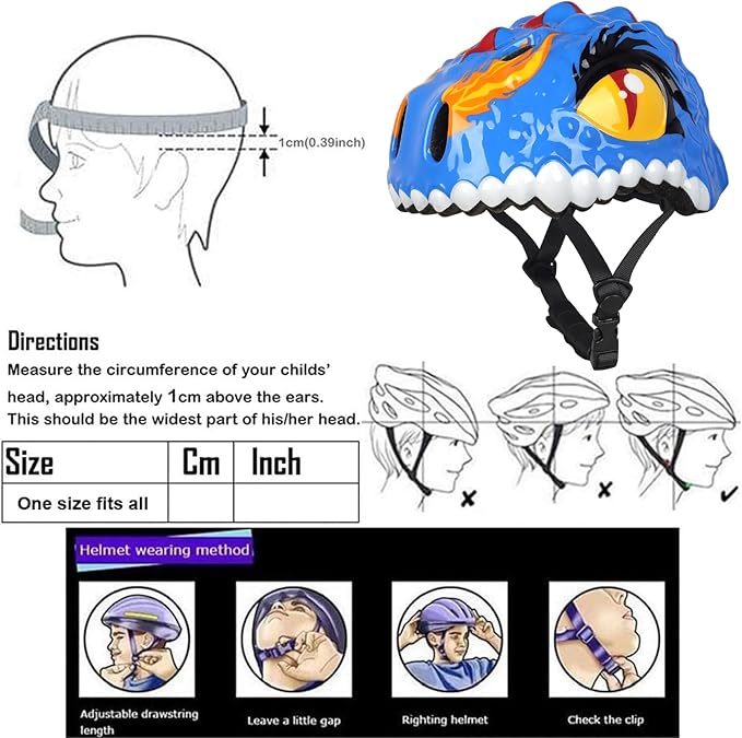 Toddler Kids Bike Helmet,3D Dinosaur Helmets for Boys Girls Infant/Baby to Children 1/2/3/4/5/6/7/8 Years Old Lightweight Adjustable Multi-Sports Bicycle Scooter Skateboard Skating Cycling