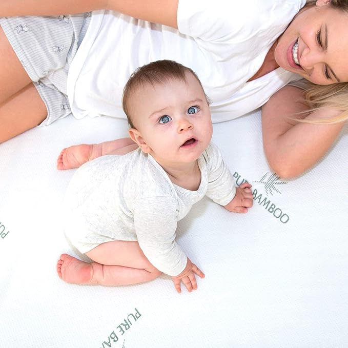 King Mattress Protector by PURE BAMBOO, Waterproof - Viscose Derived from Bamboo, Breathable, Noiseless Mattress Cover Protects Against Moisture, Spills, Stains (King)