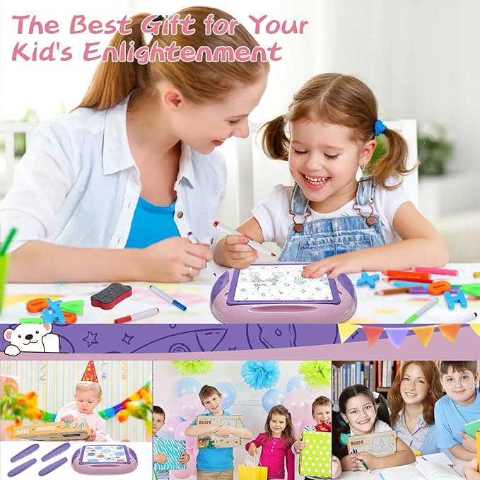 Gift for 1-2 Year Old Girls, Toddler Girl Toys with Magnetic Letters and Numbers, Learning and Educational Toys for 1 2 Year Old, Girls Birthday (Unicorn Pink)