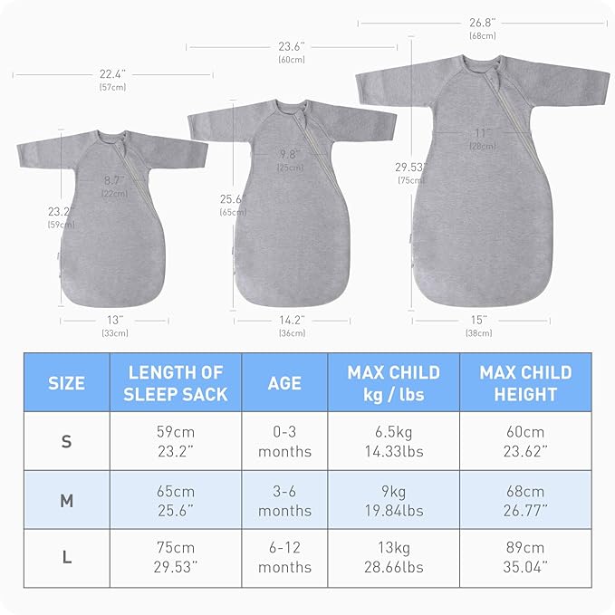 Premium Soft Cotton Transitional Swaddle Sack with Arms Up & Sleeves 6-12 Months, Mitten Cuffs, 2-Way Zipper, Sleeping Sacks for Newborns - Calms Startle Reflex, Boys & Girls Sleep Bag