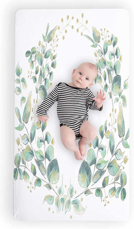 JumpOff Jo - Fitted Crib Sheet, Super Soft Breathable 100% Cotton Baby Crib Sheet for Standard Crib Mattresses and Toddler Beds, 28 in. x 52 in. - Botanical