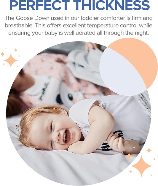 Continental Bedding Toddler Comforter, 100% White Down Duvet Insert, Sleep Blanket with Cotton Shell, Fits Standard Crib, Toddler Bed, 33x42 Inches, White