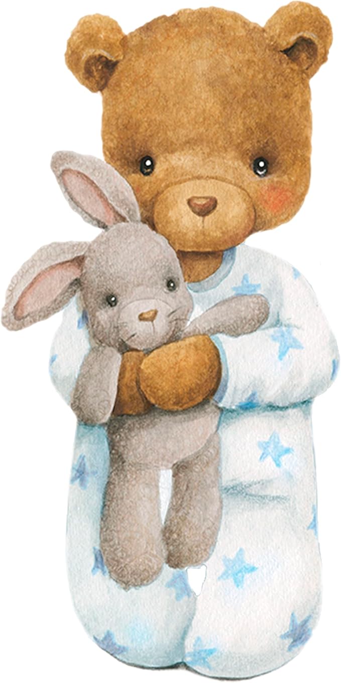 Bear Wall Decals, Baby Boy Room, Teddy Wall Decor, Animal Stickers for Kids Playroom, Toddler Bedroom and Nursery Decoration, Removable Vinyl Decals, Peel and Stick, Easy to Apply
