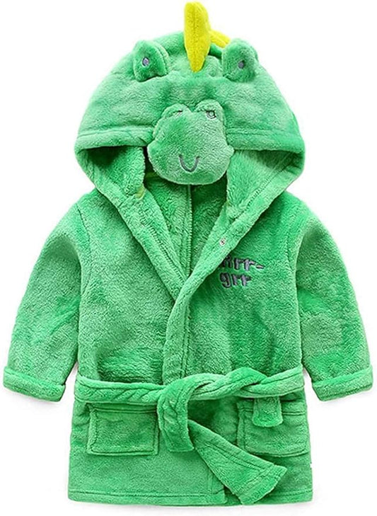 Kids Little Boys Girls Coral Fleece Bathrobe Unisex Kids Robe Pajamas Sleepwear