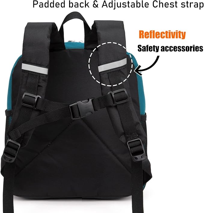 HawLander Little Kids Backpack for Boys or Girls, Toddler School Bag Fits 3 to 6 years old, D Green Blue, 12 Inch