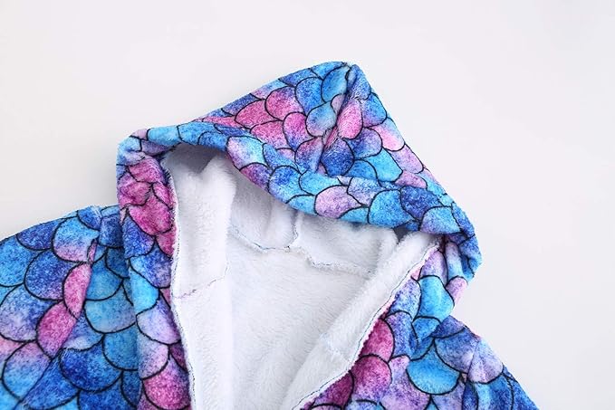 Jxstar Girls Bathrobes Kids Hooded Robes Plush Fleece Pajamas Soft Coral Sleepwear