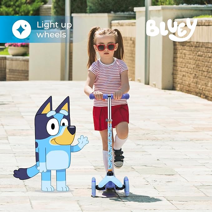 Self Balancing Kick Scooter with Light Up Wheels, Extra Wide Deck, 3 Wheel Platform, Foot Activated Brake, 75 lbs Limit, Kids & Toddlers Girls or Boys, for Ages 3 and Up