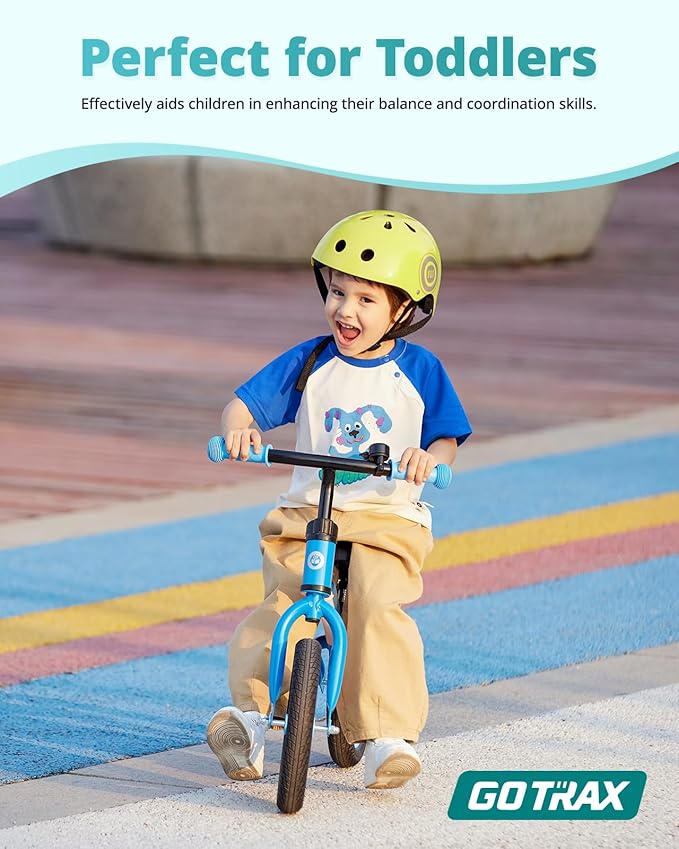 Gotrax KS12 Balance Bike for 2-5 Years Old, 12" Toddlers Bike with LED Light&Bell, Adjustable Soft Seat&Handlebar, Flat-Free Tires&Easy Assembly, Lightweight&No Pedal, Kids Toy Gift for Boys Girls