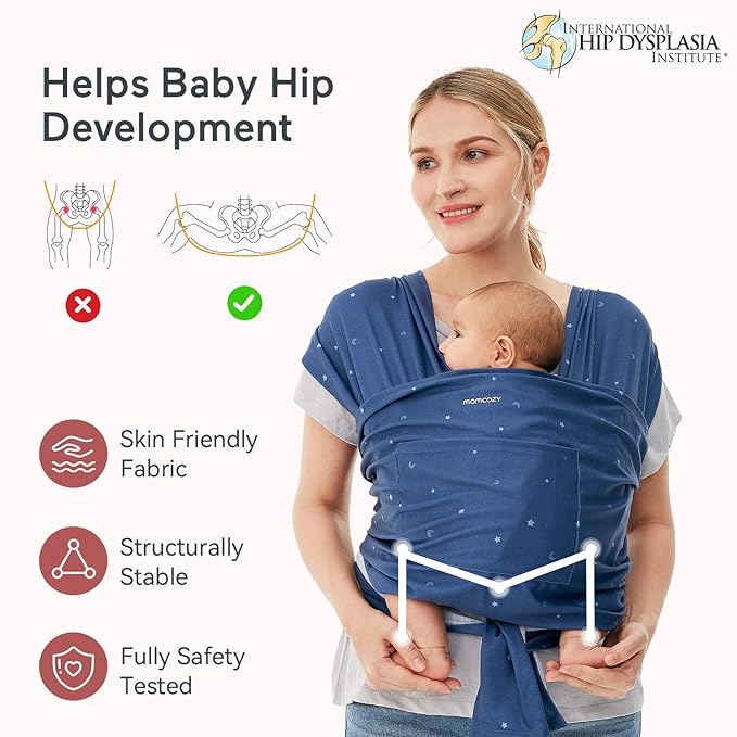 Momcozy Baby Wrap Carrier, Ergonomic Infant Slings for Newborn to Toddler 8-35 lbs, Adjustable Baby Wrap for Adult Fits Sizes XXS-XXL, Easy to Wear Baby Carriers, Starry Sky