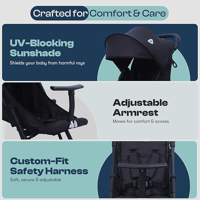 ShaHa® Lightweight Stroller For Toddlers, Travel Stroller For Airplane With One-Hand Fold, Baby Umbrella Strollers With Large Sun Canopy And Reclining Backrest, Portable Strollers Included Travel Bag