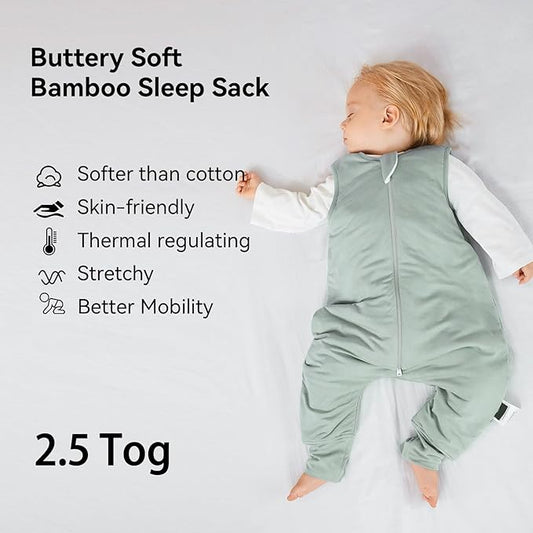 BubblePanda Rayon Made From Bamboo Toddler Sleep Sack with Feet 24-36 Months 2.5 Tog Winter Ultra Soft Warm Baby Sleep Bag Walker 2t-3t Quilted Thick Wearable Blanket with Legs 2-Way Zipper