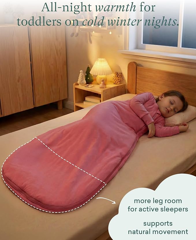 PurComfy Extra-Long Toddler Sleep Sack, Premium Bamboo Viscose Winter Sleeping Bag Supersoft 2.5 TOG Heavy Wearable Blanket 3T-4T-5T