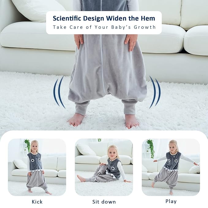 MICHLEY Toddler Sleeping Sack with Feet Newborn Infant Sleeveless Sleeping Bag 2-way Zipper Baby Wearable Blanket for Walkers,Grey Shark,5-6T
