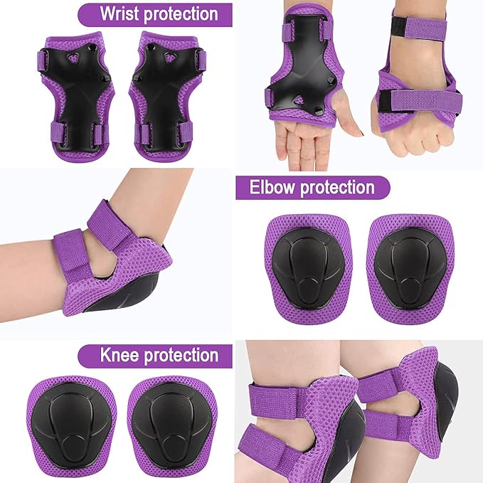 Kids Protective Gear Set Knee Pads for Kids 3-14 Years Toddler Knee and Elbow Pads with Wrist Guards 3 in 1 for Skating Cycling Bike Rollerblading Scooter
