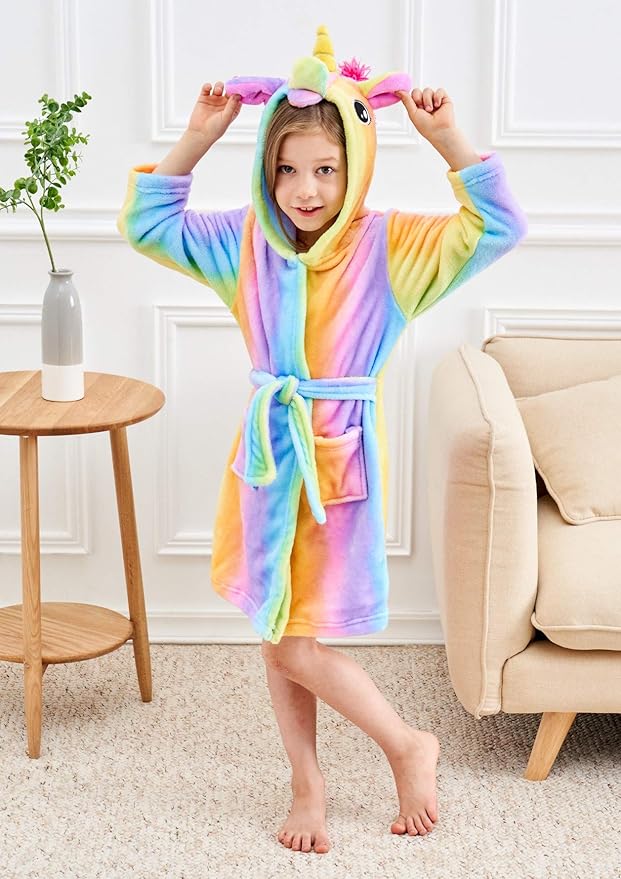 Doctor Unicorn Soft Unicorn Hooded Bathrobe Sleepwear - Unicorn Gifts for Girls