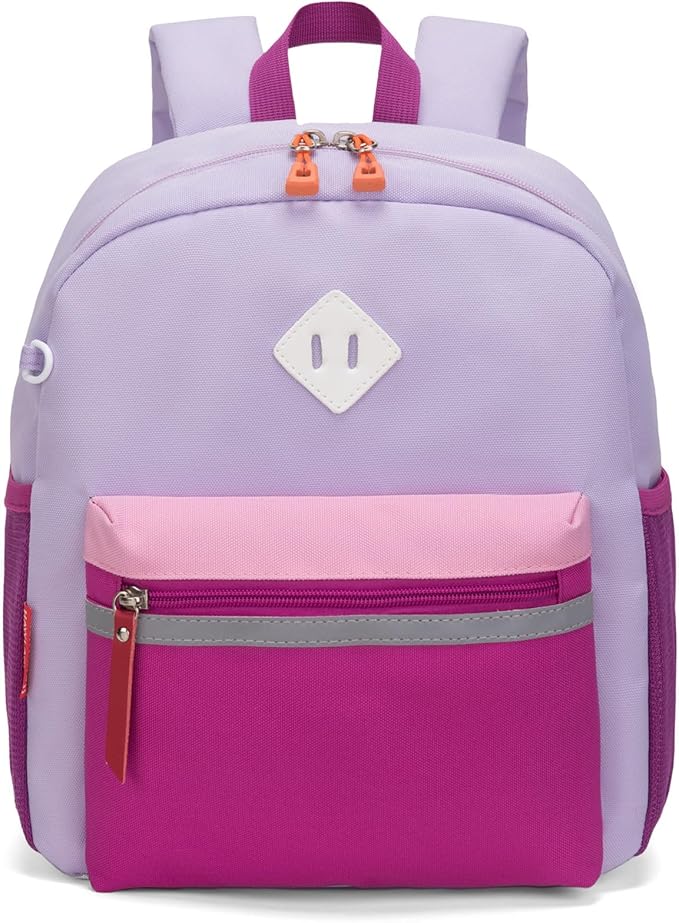 HawLander Little Kids Backpack for Boys or Girls, Toddler School Bag Fits 3 to 6 years old, Light Purple, 12 Inch