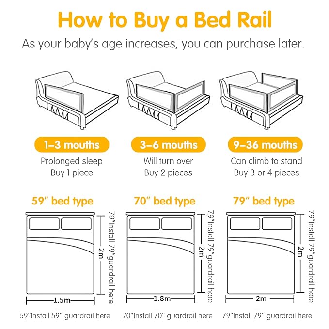 BABY JOY Bed Rails for Toddlers, 70'' Extra Long, Height Adjustable Kids Rail Guard w/Double Safety Lock for Convertible Crib, Folding Baby Bedrail for Twin Double Full Size Queen King Mattress, Gray