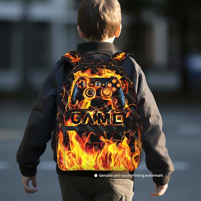Nebcog Boys Backpack For Kids School Backpack For Boys Children Game Bookbag Teens Elementary Middle School Backpacks for Boy 6-18 Waterproof Lightweight 17 Inches Travel Back Pack