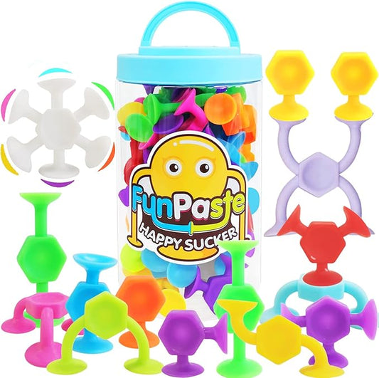 Suction Cup Bath Toys, 48pcs Travel Family Game for Kids Toddlers 3-8, Preschool Learning Sensory Classroom Toys, Stocking Stuffers Bathtub Window Toy for Autism/ADD/ADHD