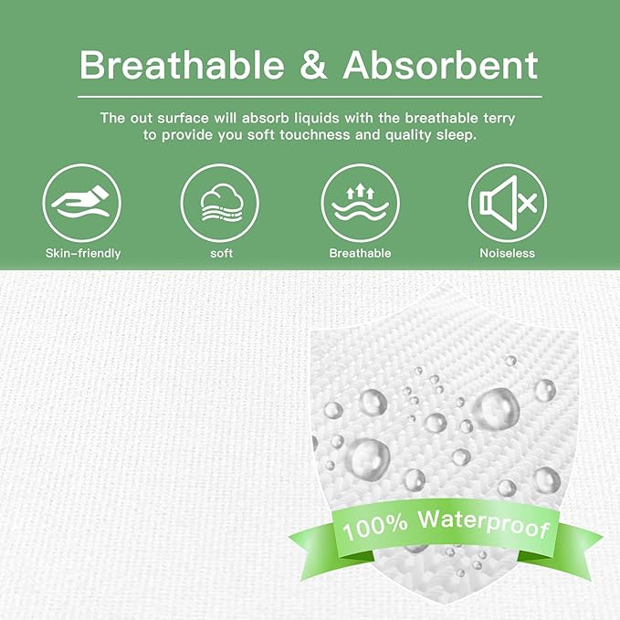 Sufdari Waterproof Mattress Protector Full Size, Noiseless Mattress Cover with 18" Deep Pocket, Bed Bug Proof and Waterproof Fitted Sheets, Machine Washable Mattress Protectors White