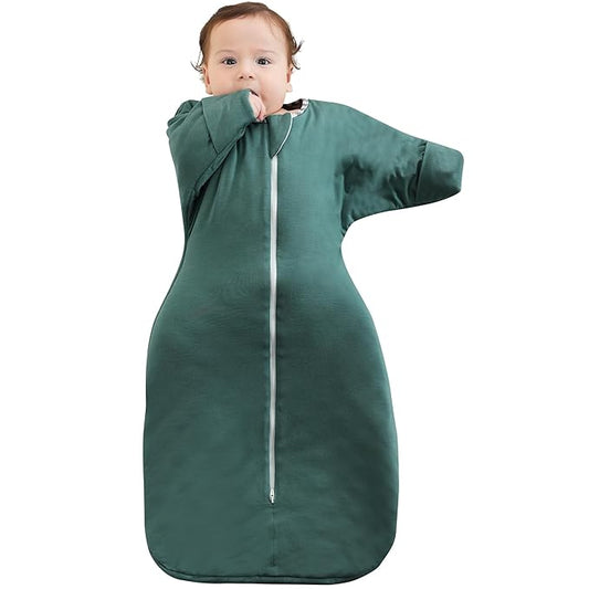PuppyPaws Baby Sleep Sack 1.5 TOG, Transitional Swaddle with Arms Up Length Sleeves and Mitten Cuffs, Sleep Sack 3-6 Months, Wearable Blanket Baby, 95% Rayon derived from Bamboo, 5% Spandex