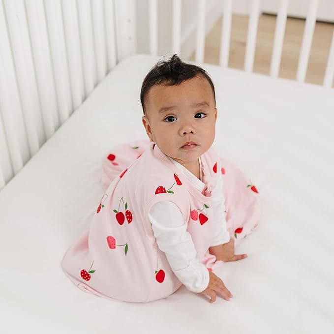 Ecolino Organic Cotton Baby Sleep Sack - 2-Way Zipper Baby Wearable Blanket - Newborn Sleeping Bag Sack - 0-6 Months - Cherry