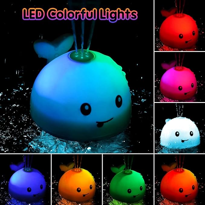 Baby Bath Toys, Toddler Bath Toys for Kids Ages 1-3, Light Up Whale Bath Toy Sprinkler Infant Baby Toys 6-12-18 Month Bathtub Fountain Toy, Toddler Christmas Stocking Stuffers 1 2 3 Year Boy Girl Gift