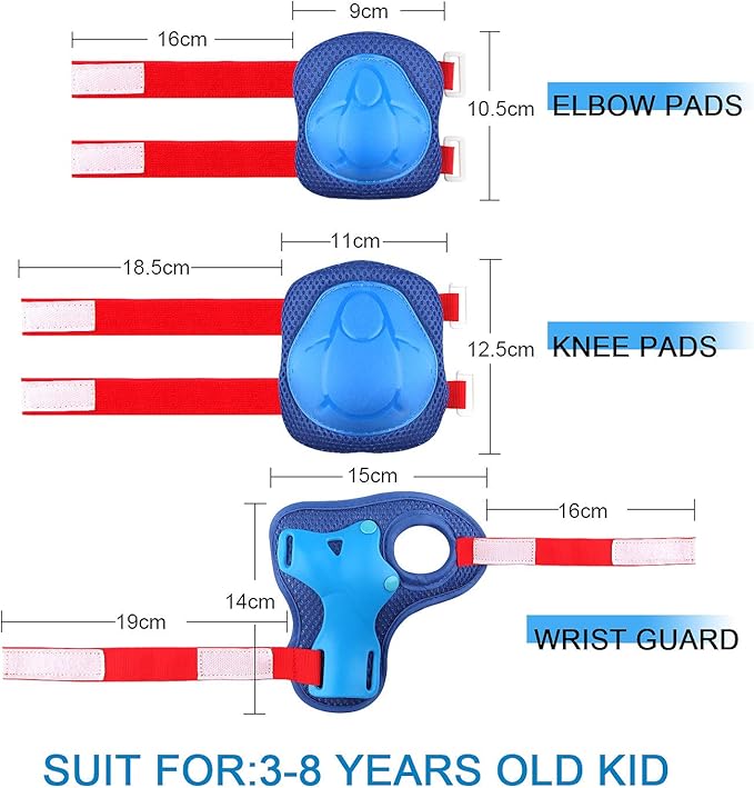 Kids Protective Gear Set Knee Pads for Kids 3-14 Years Toddler Knee and Elbow Pads with Wrist Guards 3 in 1 for Skating Cycling Bike Rollerblading Scooter