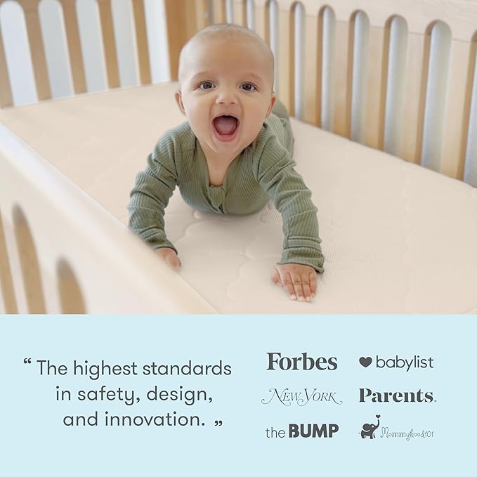 Newton Baby Crib Mattress and Toddler Bed - Ultra-Breathable Proven to Reduce Suffocation Risk, Washable Core & Cover, 2-Stage, Plush 5.5" Thick - Sandstone