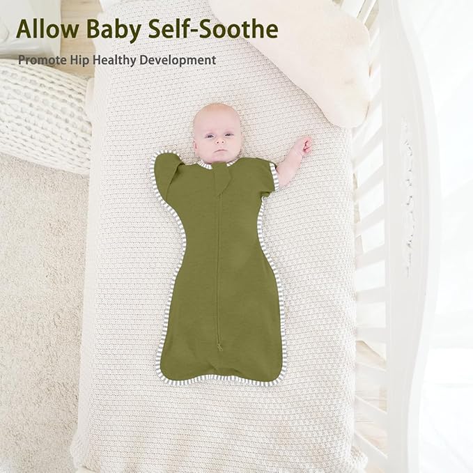 Transitional Swaddle 6-9 Months Baby Wearable Blanket, 2-Pack Infant Sleep Sack Arms up Swaddles with 2-Way Zipper Arms In/Out 100% Cotton 0.8 Tog Baby Transition Swaddle Sack (Large 20-27lbs)