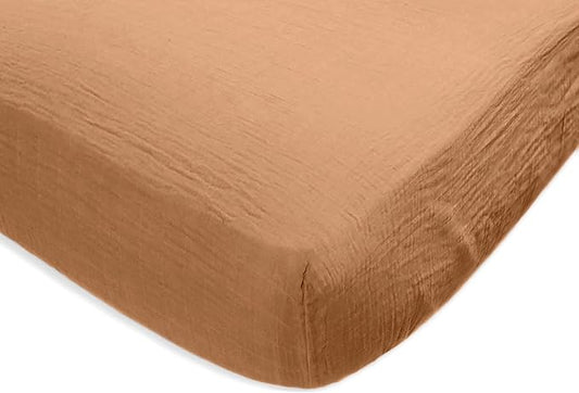 SwaddleDesigns Softest Cotton Muslin Fitted Crib Sheet, Toddler Sheet for Boys & Girls, Fits Standard Crib Mattress (28 x 52 inches), Butterum