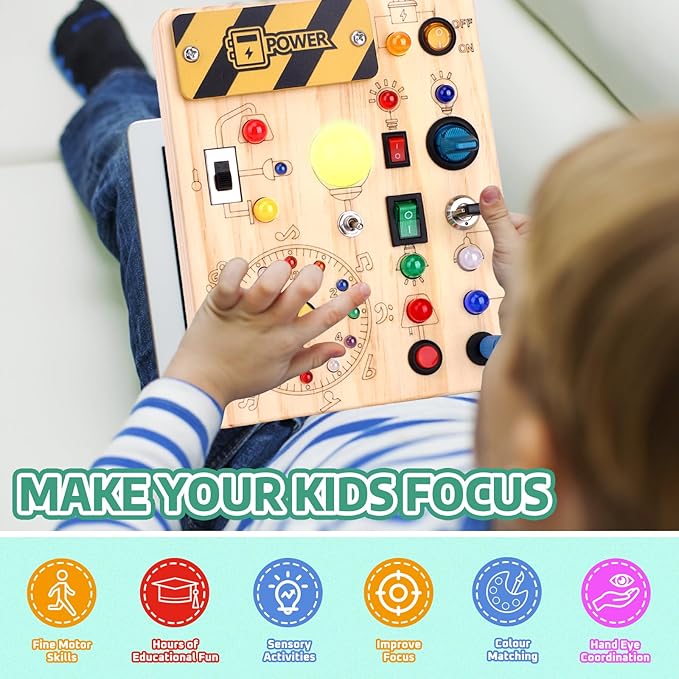 Busy Board for Toddlers - Montessori Educational Toy for 1-3 Year Old Boys & Girls | Travel-Friendly Sensory Learning Activity | Ideal for Kids with Autism(Clocks Busy Board)