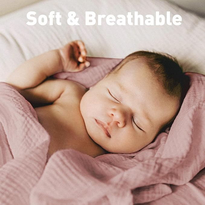 GLLQUEN BABY Muslin Swaddle Blankets for Girls, 2-Pack Organic Baby Blankets for Girl Boy, Newborn Receiving Blanket, Baby Swaddle Blanket Unisex, Baby Essentials, Registry & Gift, 40 x 38 inches