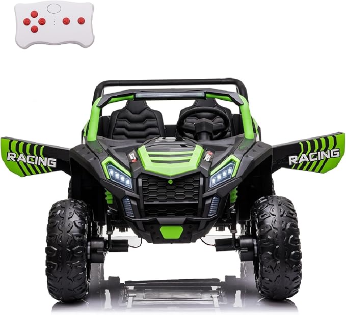 POSTACK 220lbs XXXL 24V Ride on Toy for Big Kids, 2 Seater Battery Powered Electric Toy Car for Kids, Ride On Car with Parent Remote Control, 4WD Side by Side Ride on Power 4 Wheeler UTV Truck, Green