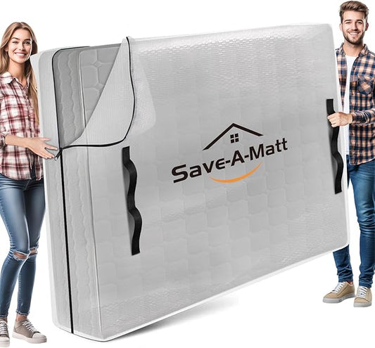 Mattress Bag for Moving and Storage, Extra Thick Mattress Cover with Heavy Duty Handles & Premium Zippers, Waterproof Mattress Storage Bag, Reusable Moving Bag (Cali-King Size)